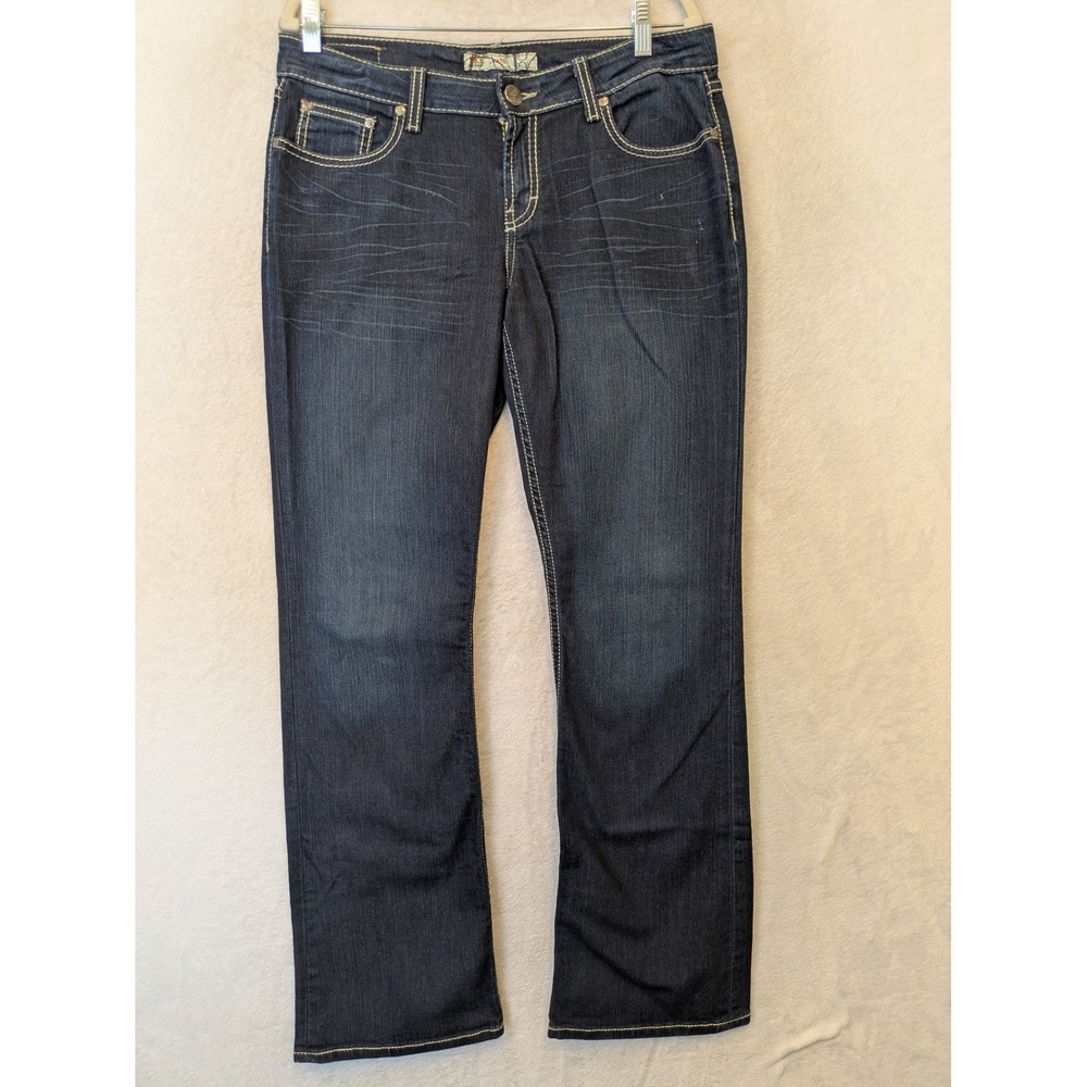BKE Kate Jeans Women's 32x33.5 Dark Wash‎ Bootcut Stretch Embroidered Pockets